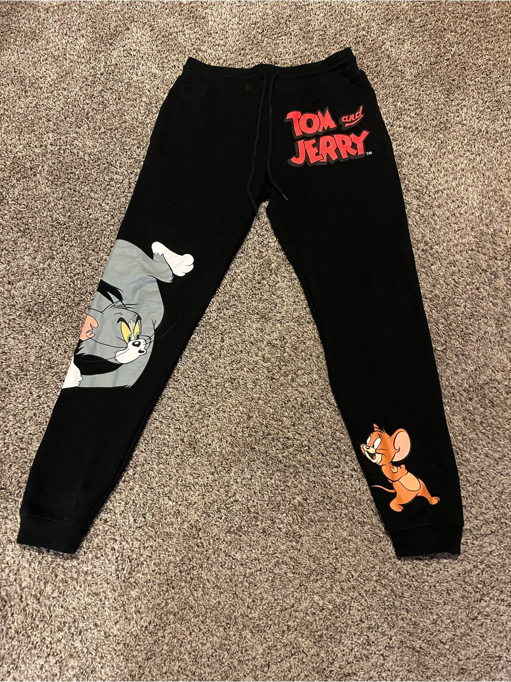 Tom and Jerry Black Kids Graphic Jogger Sweatpants
